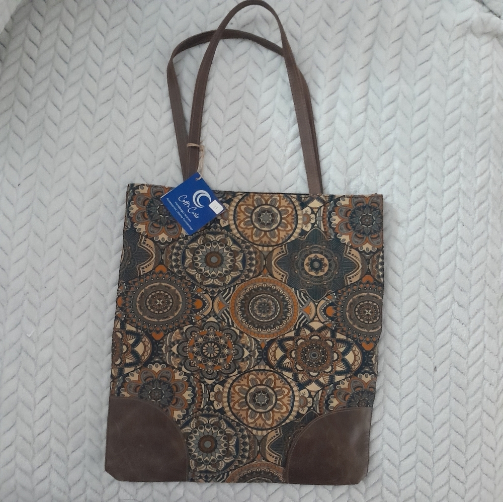 Cott N Curls Mandala Patterned Tote Bag